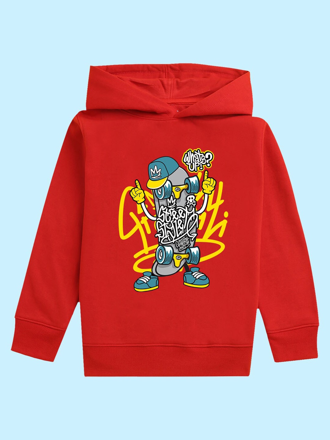 

NUSYL Kids Printed Hooded Pullover Sweatshirt, Red