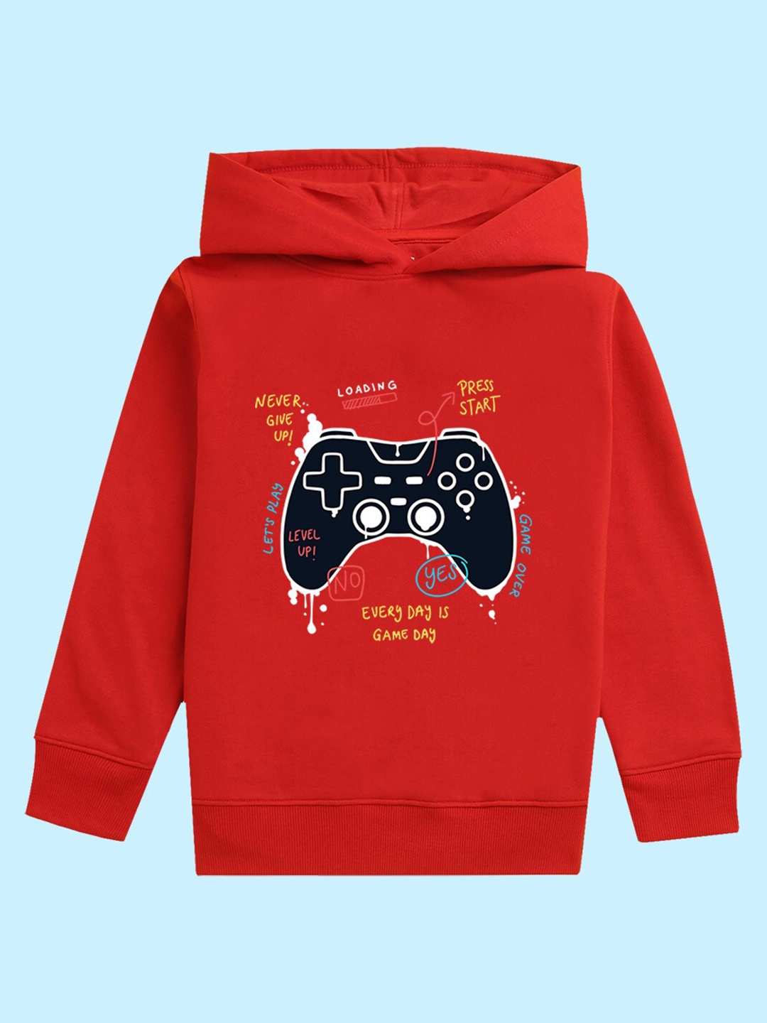 

NUSYL Kids Graphic Printed Hooded Sweatshirt, Red