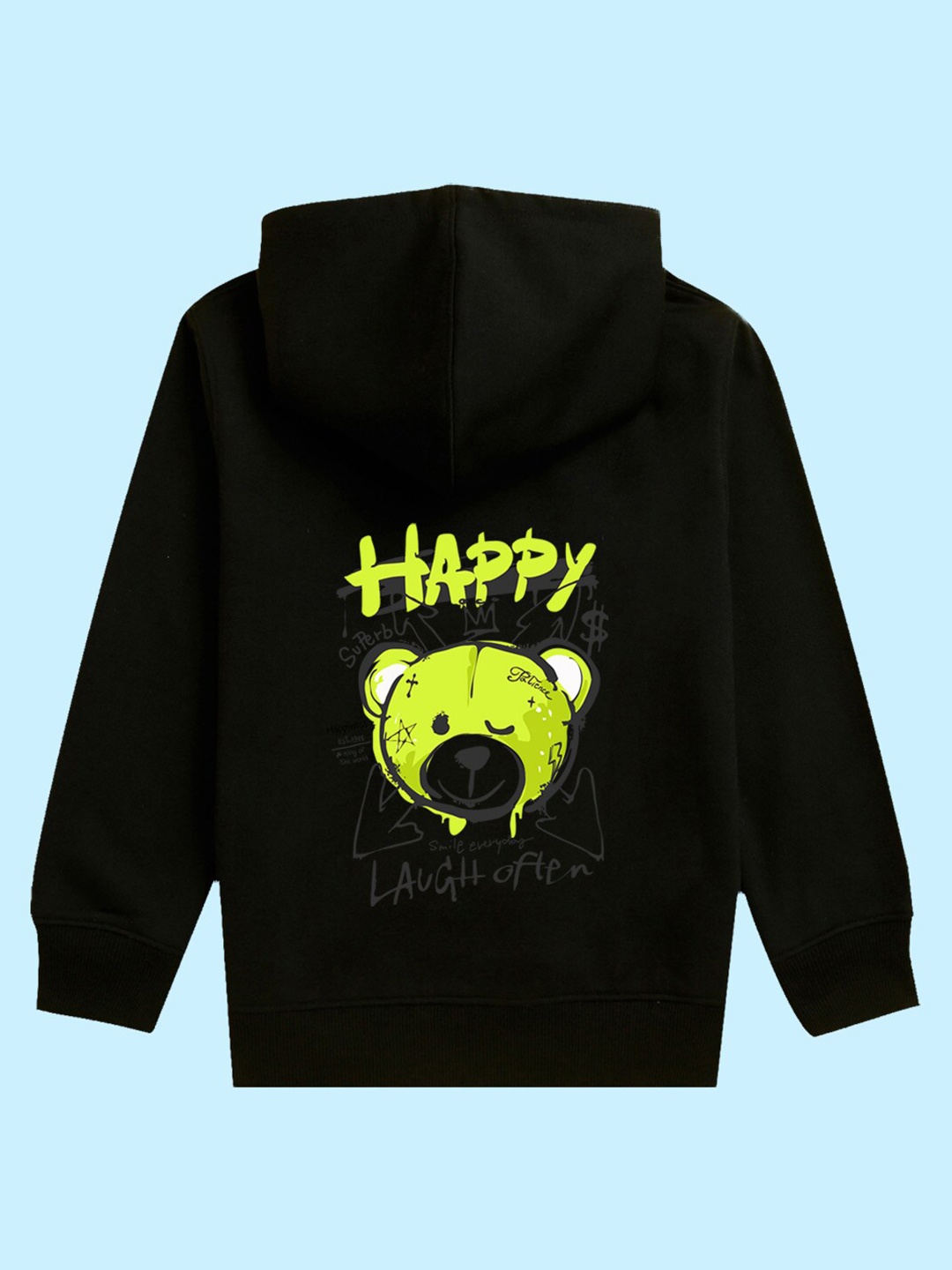 

NUSYL Kids Graphic Printed Hooded Sweatshirt, Black