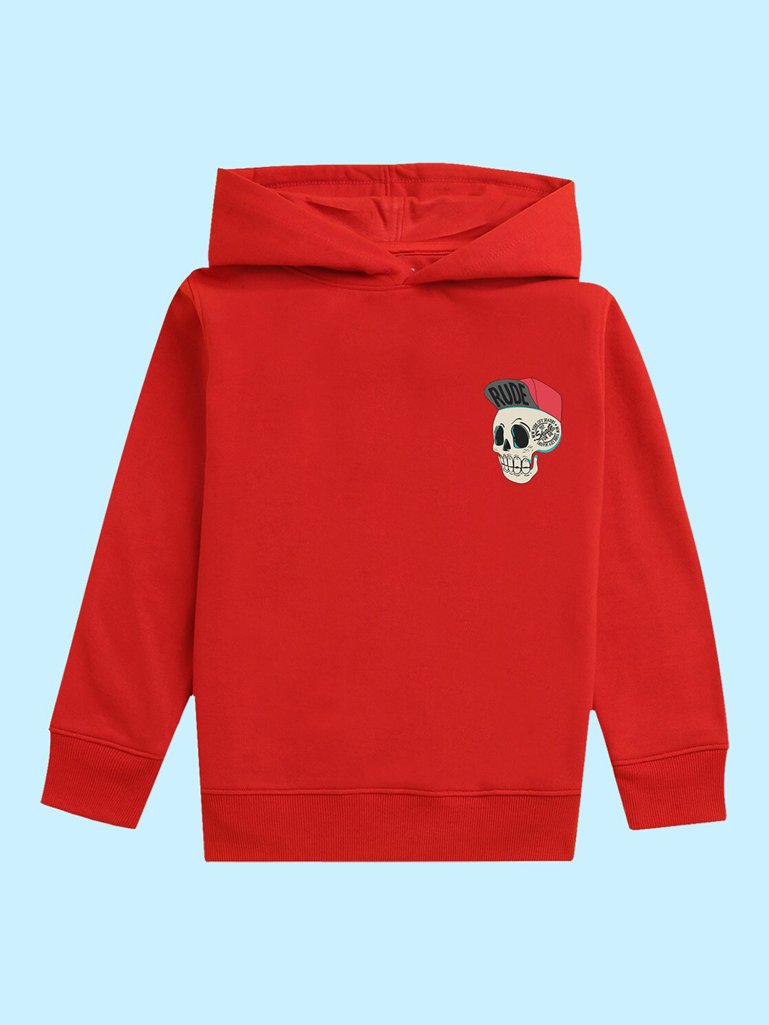 

NUSYL Unisex Hooded Typography Printed Pullover, Red