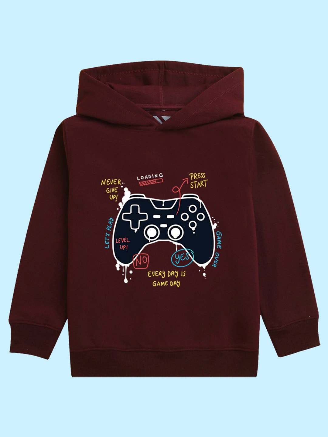 

NUSYL Kids Graphic Printed Hooded Sweatshirt, Maroon