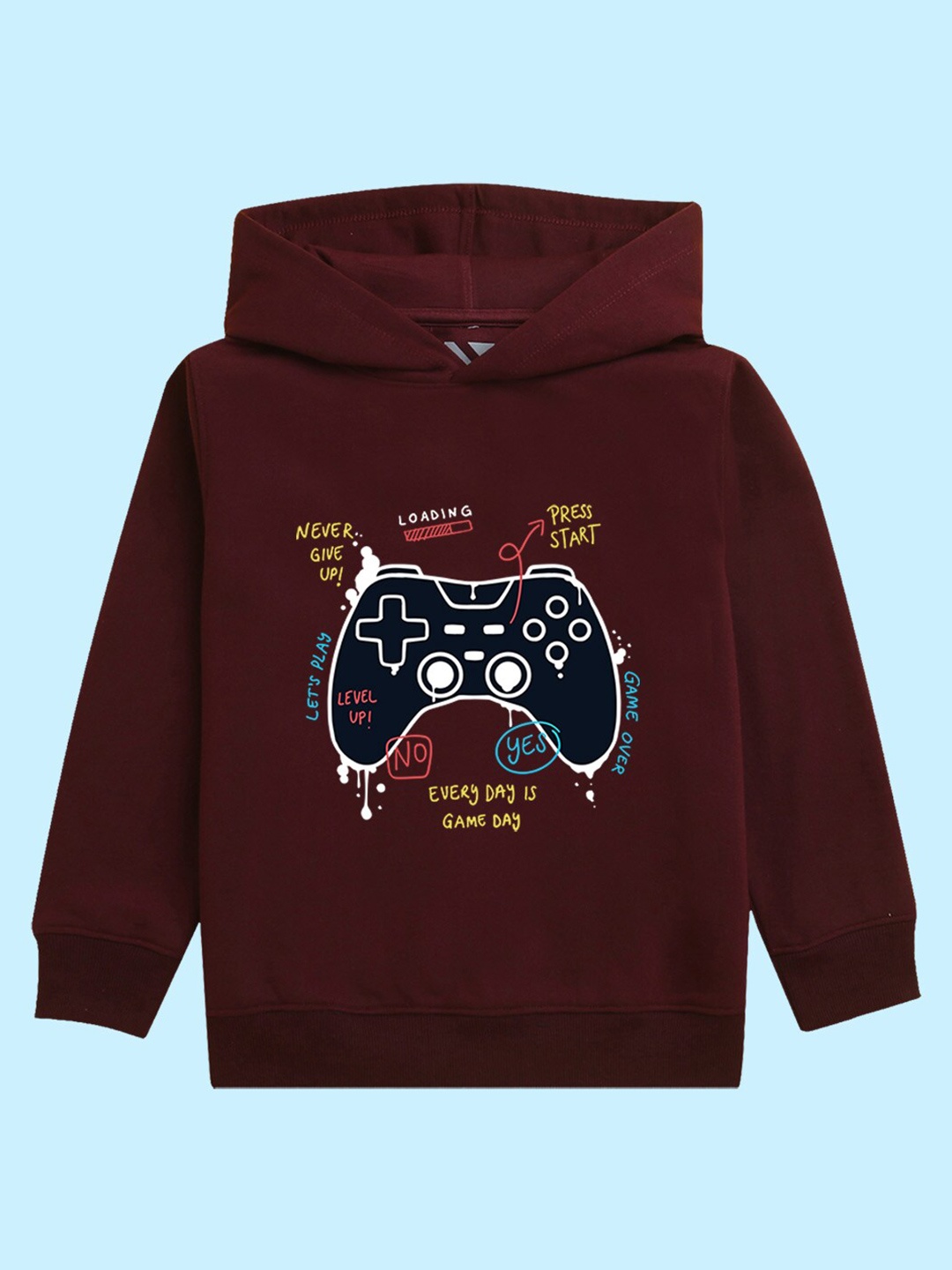 

NUSYL Kids Printed Hooded Pullover Sweatshirt, Maroon