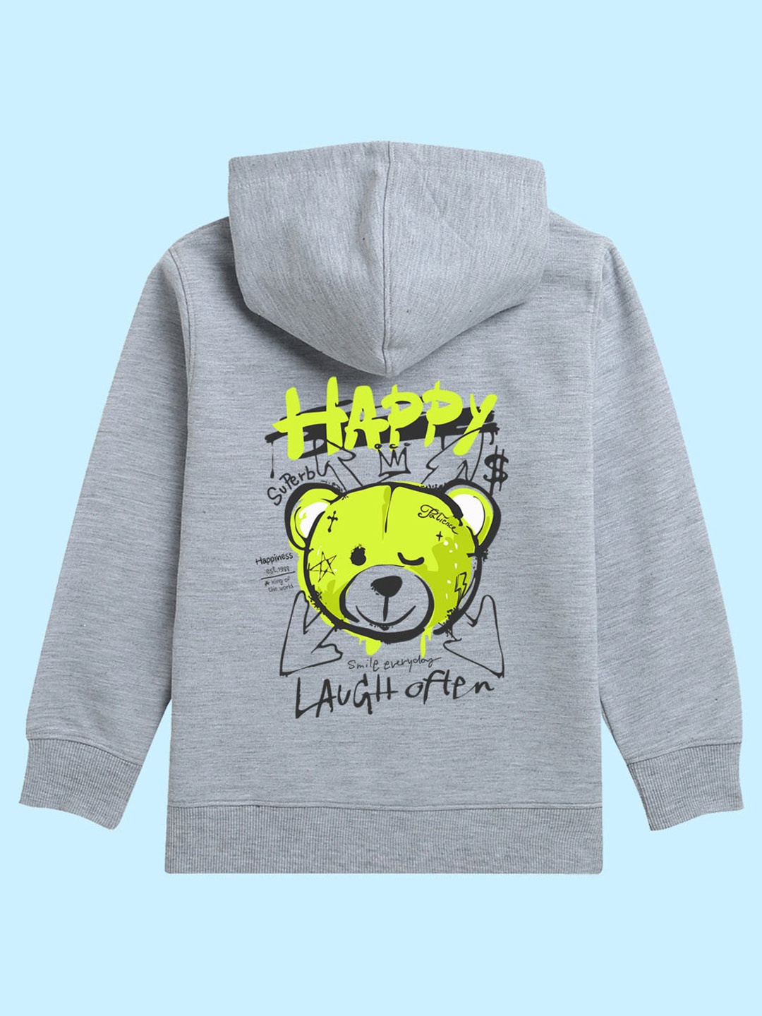 

NUSYL Kids Graphic Printed Hooded Sweatshirt, Grey