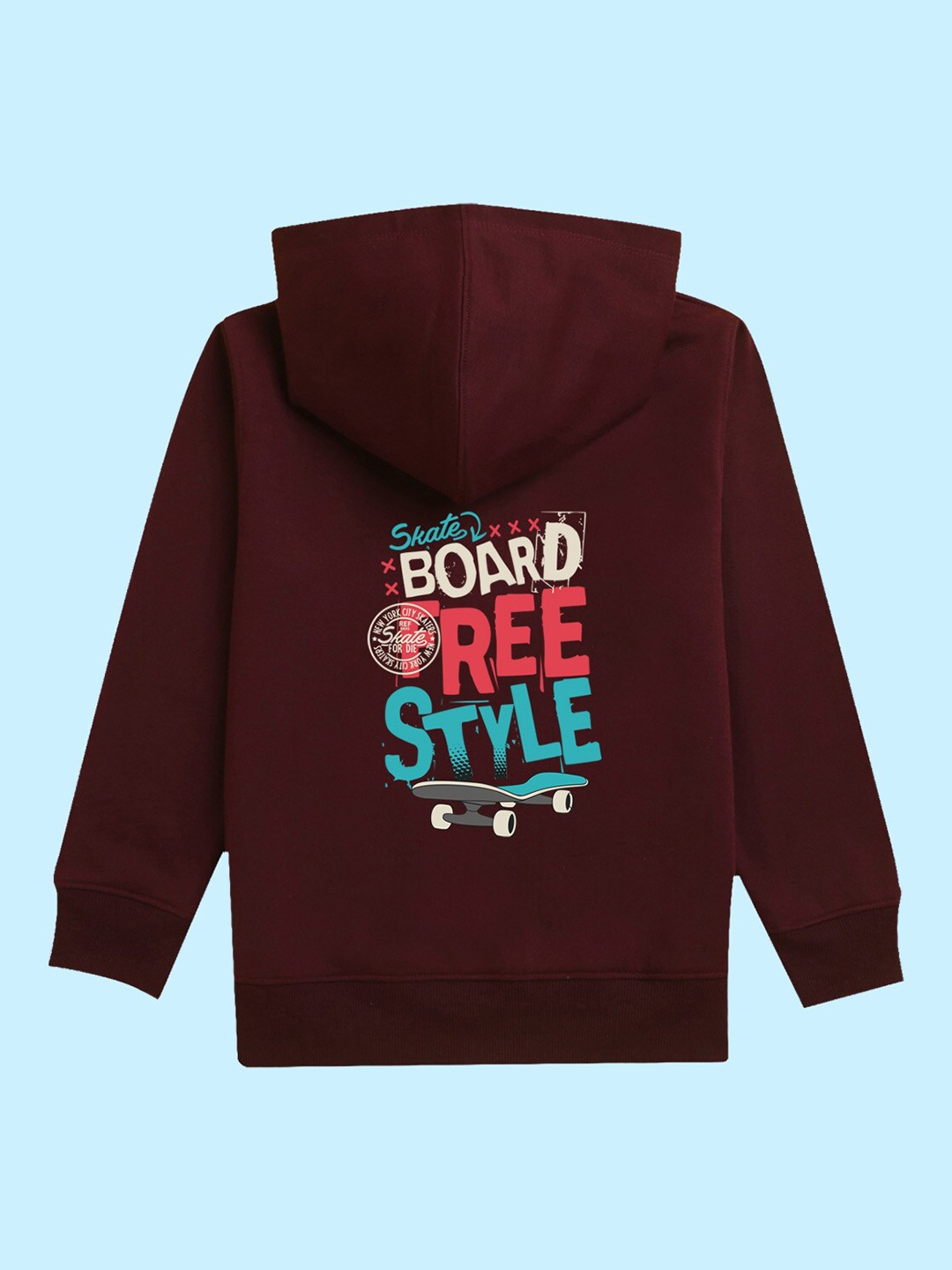 

NUSYL Kids Typography Printed Hooded Sweatshirt, Maroon