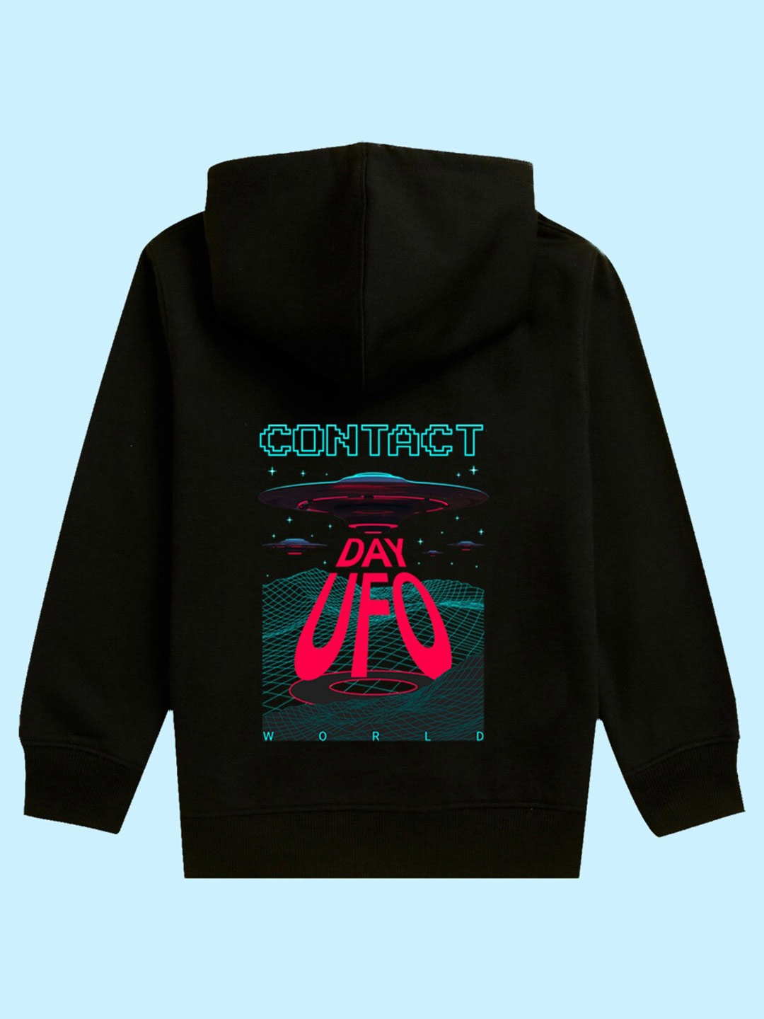 

NUSYL Unisex Kids Typography Printed Hooded Fleece Pullover Sweatshirt, Black