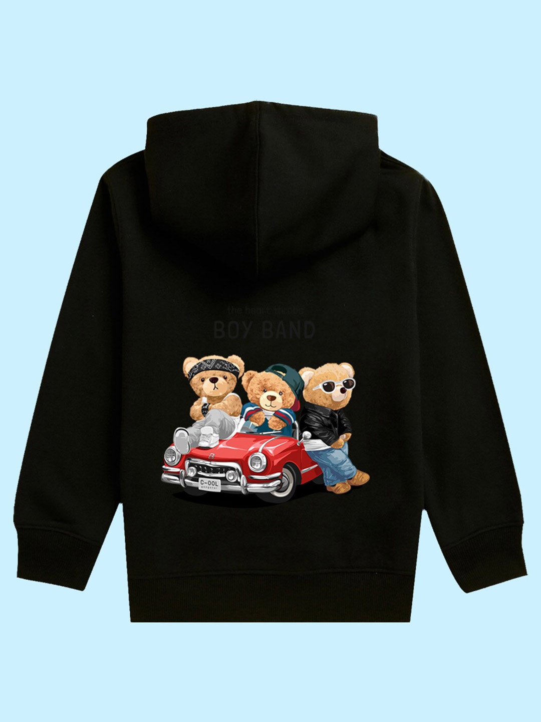 

NUSYL Unisex Kids Graphic Printed Hooded Fleece Pullover Sweatshirt, Black