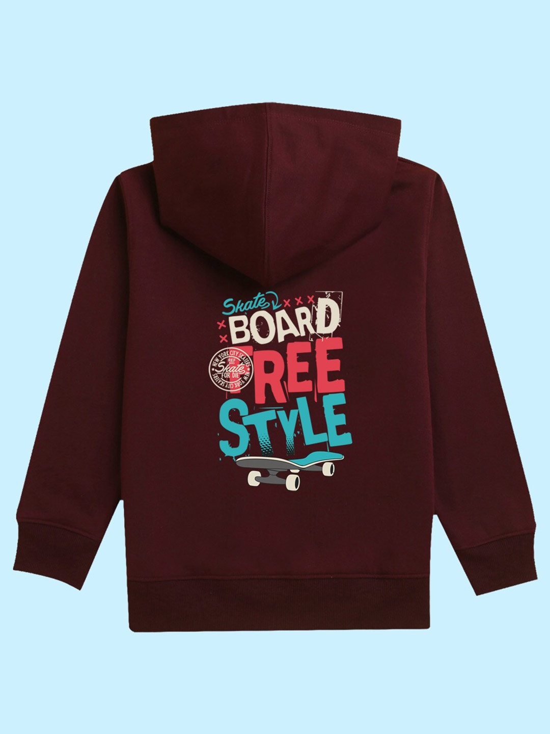 

NUSYL Unisex Hooded Typography Printed Pullover, Maroon