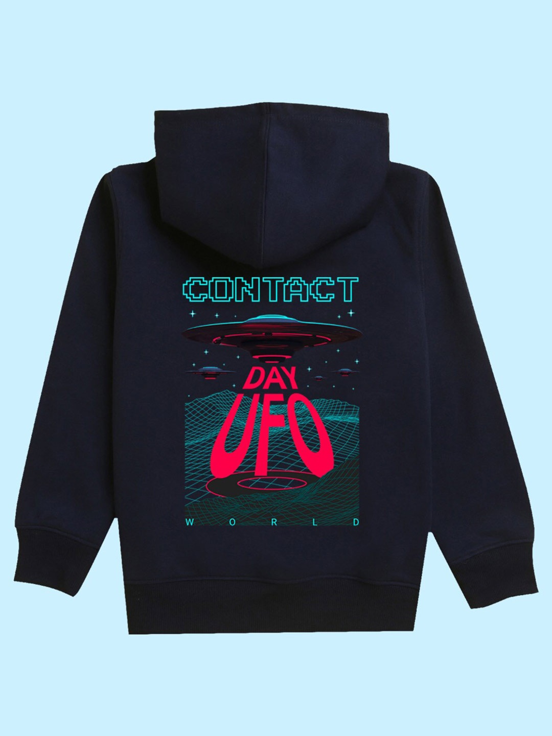 

NUSYL Unisex Hooded Typography Printed Pullover, Navy blue