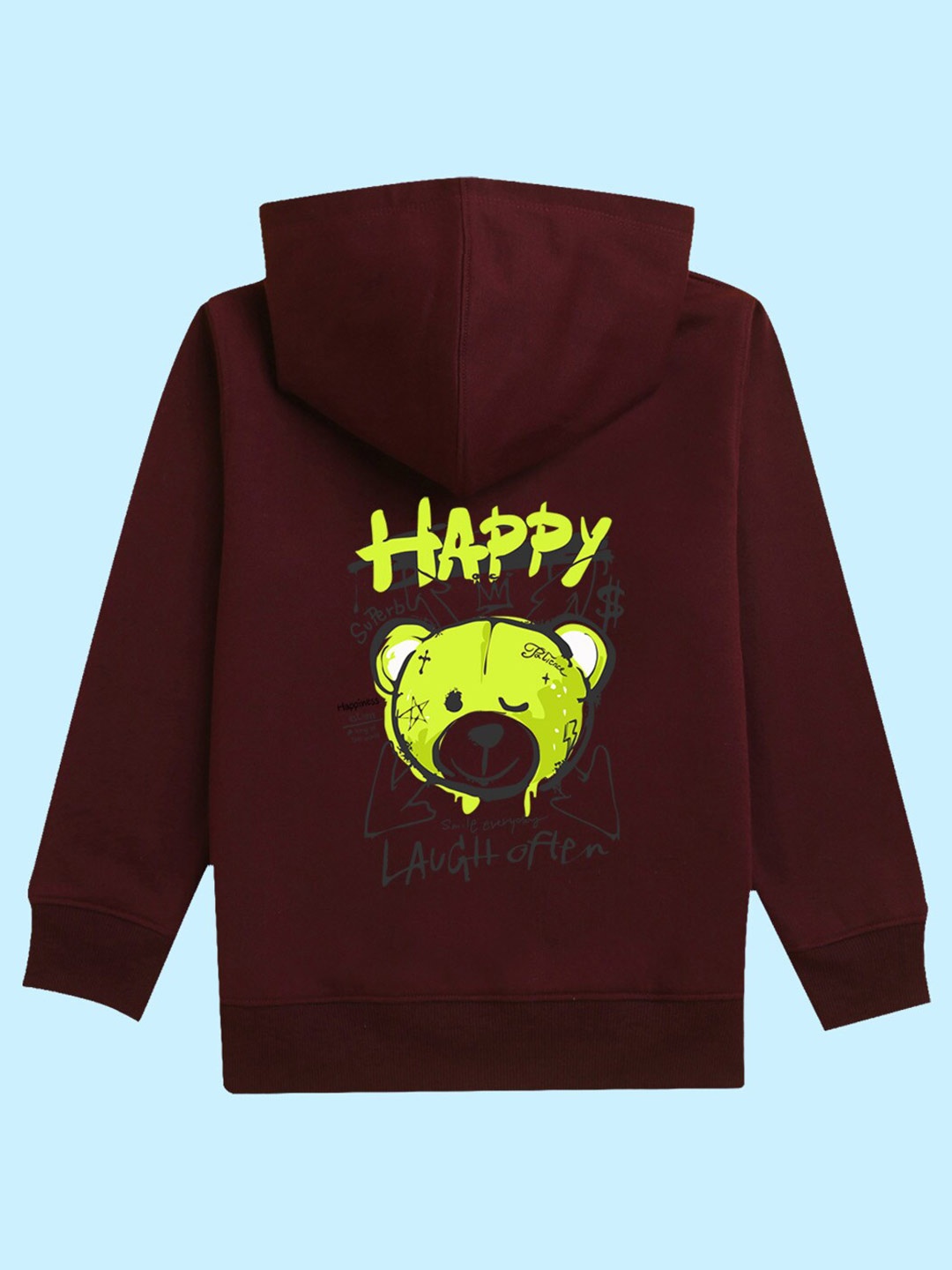 

NUSYL Kids Typography Printed Hooded Fleece Sweatshirt, Maroon