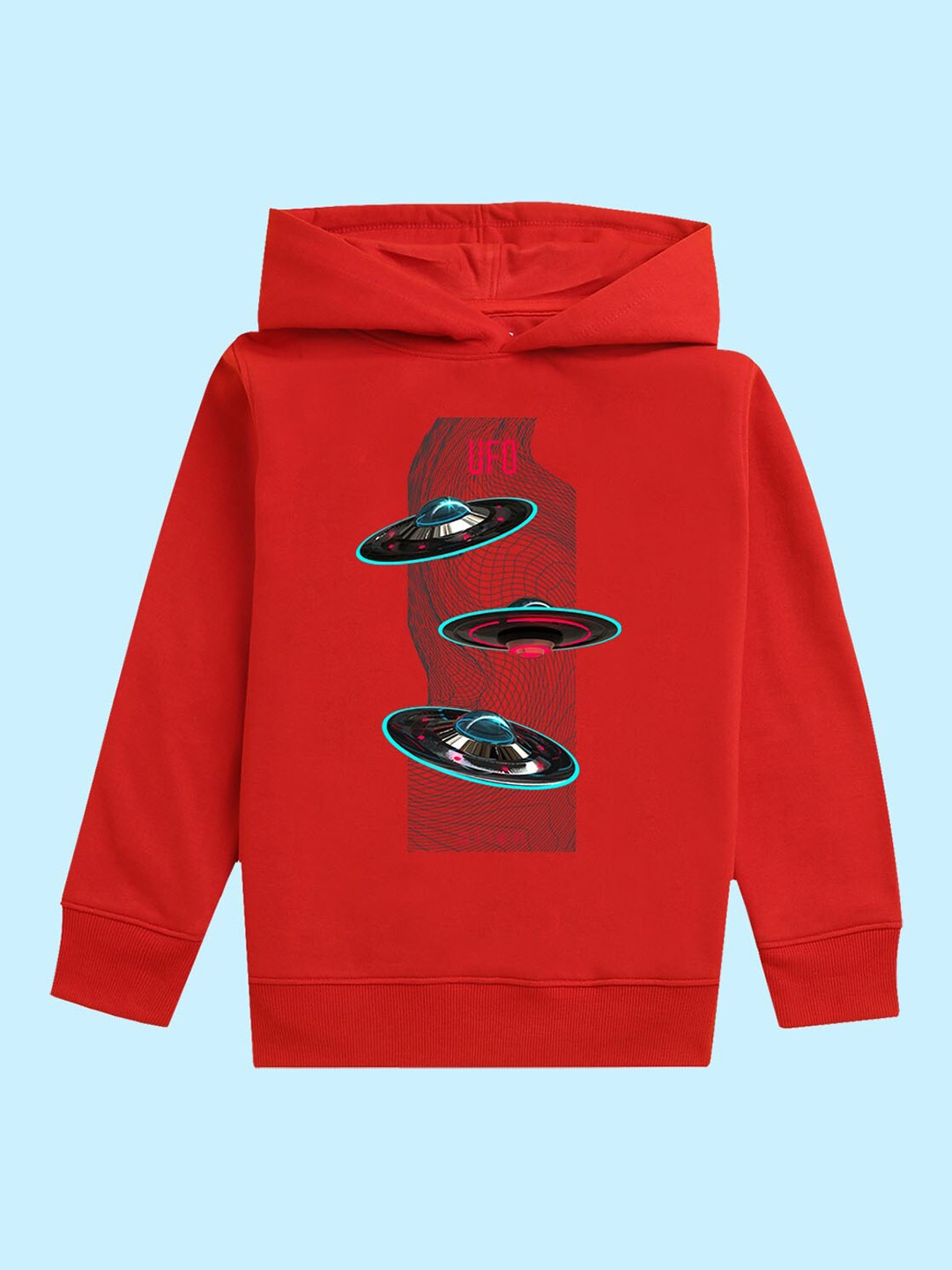 

NUSYL Unisex Kids Graphic Printed Hooded Fleece Pullover Sweatshirt, Red