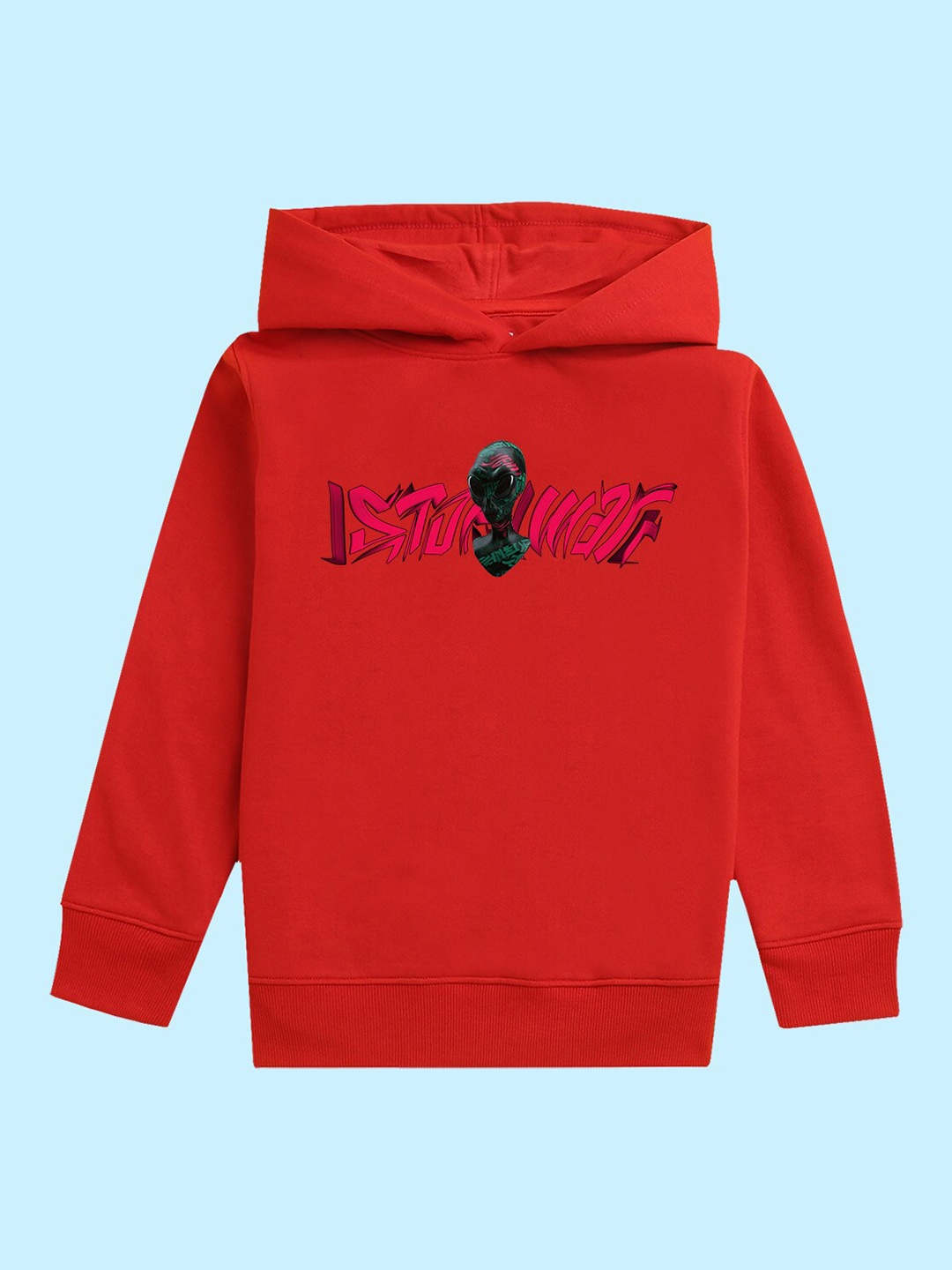 

NUSYL Kids Printed Hooded Pullover Sweatshirt, Red