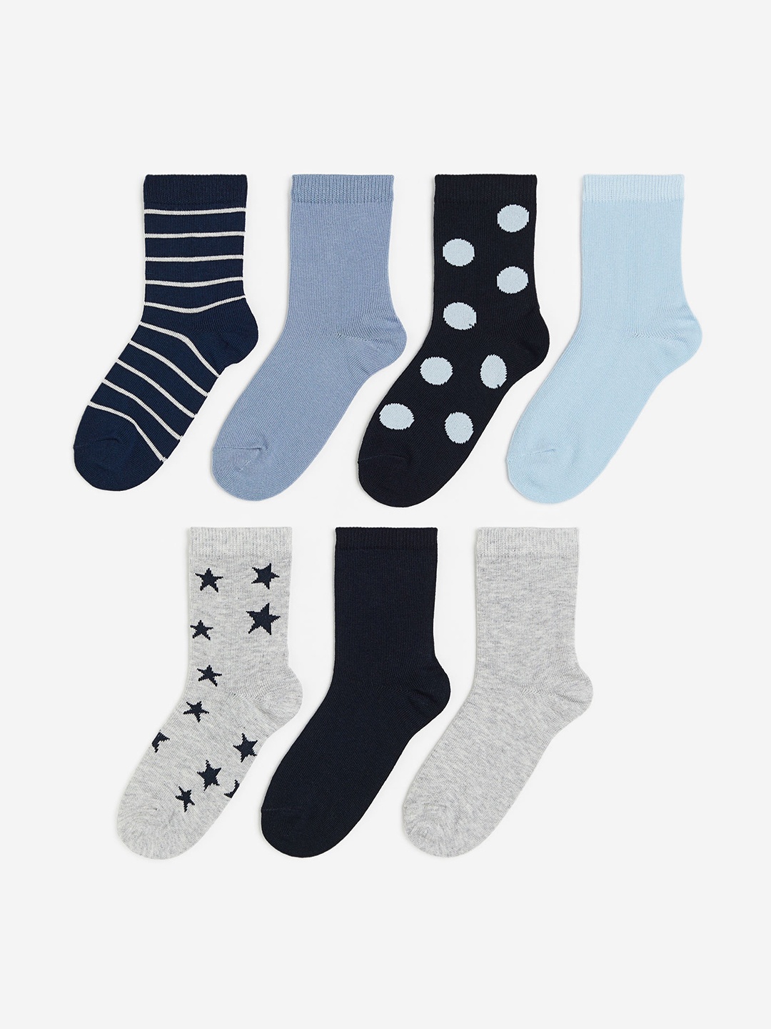 

H&M Boys 7-Pack Patterned Socks, Grey