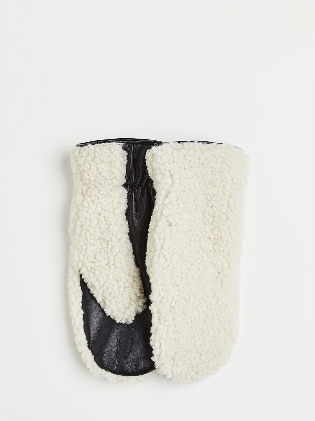 

H&M Leather And Teddy Mittens, White
