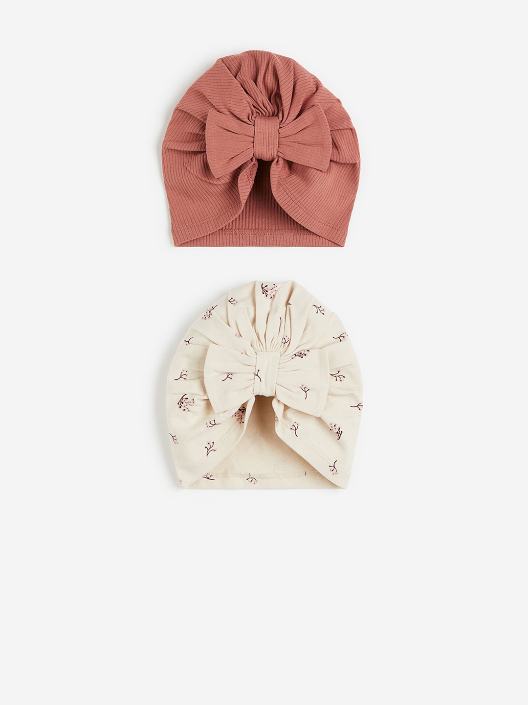 

H&M Girls 2-Pack Knot-Detail Hats, Peach
