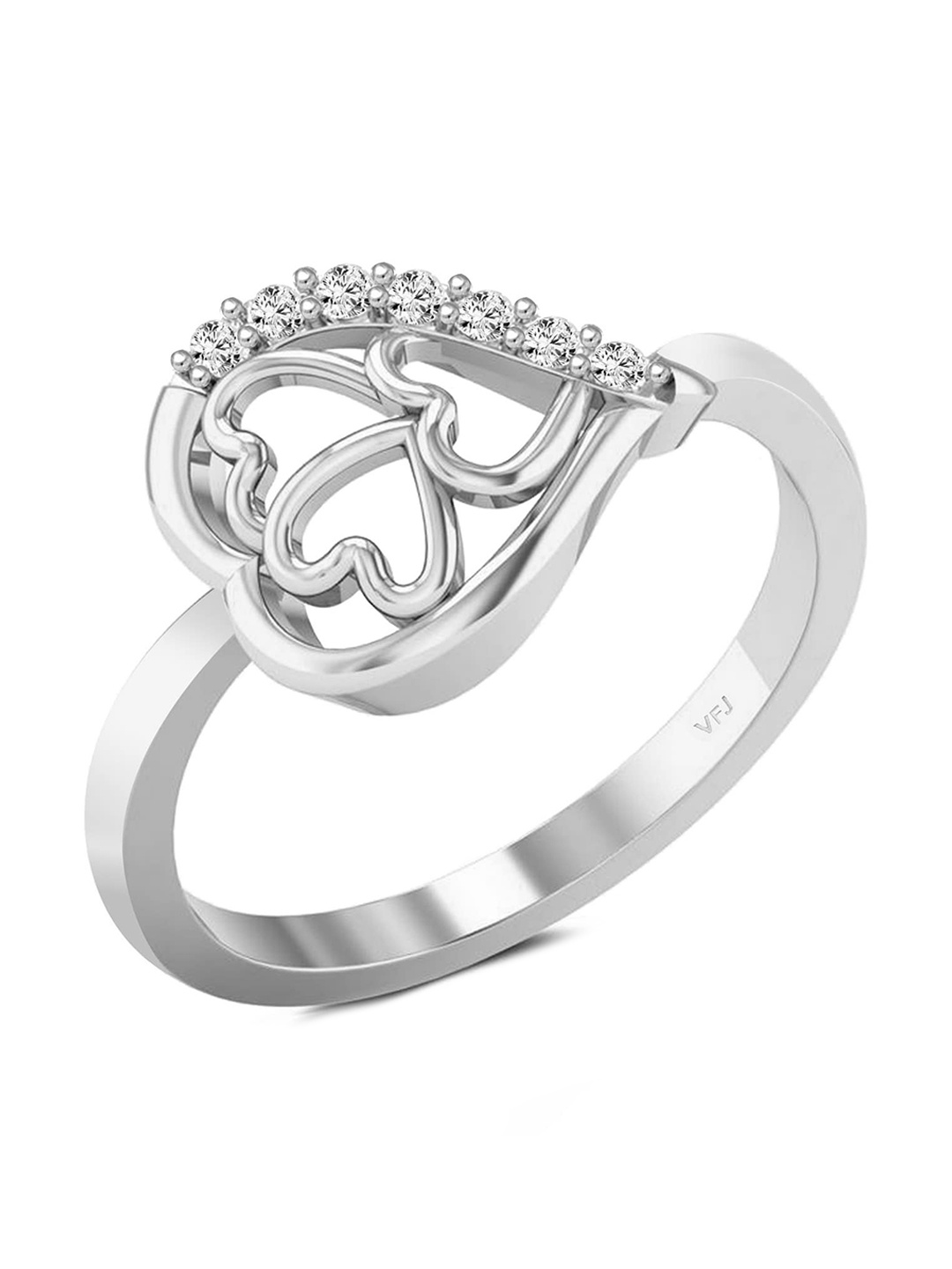 

Vighnaharta Rhodium-Plated CZ-Studded Details Finger Ring, Silver