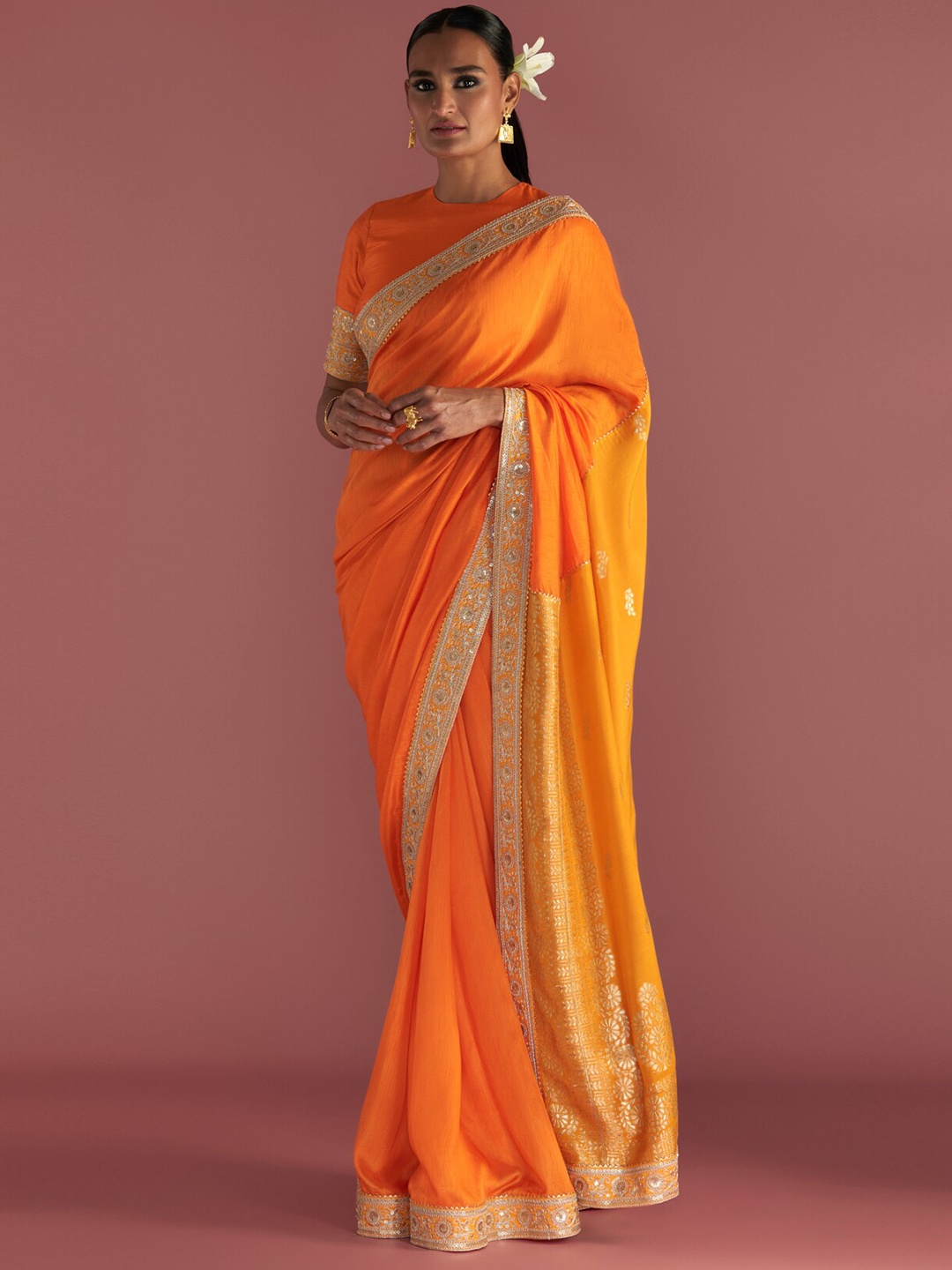 

Masaba Sequin Embroidered Saree, Orange