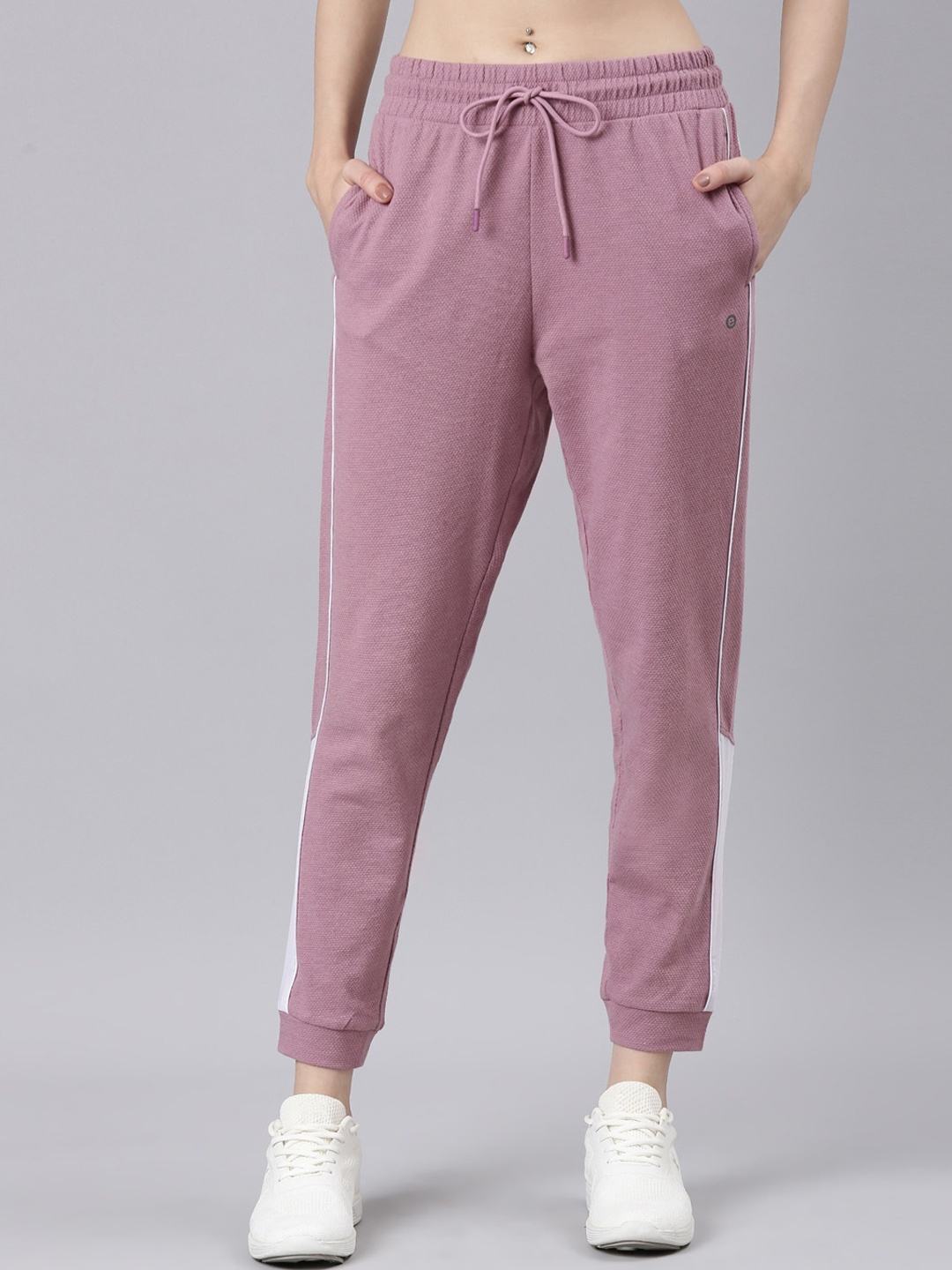 

Enamor Women Piping Details Relaxed-Fit Joggers, Pink