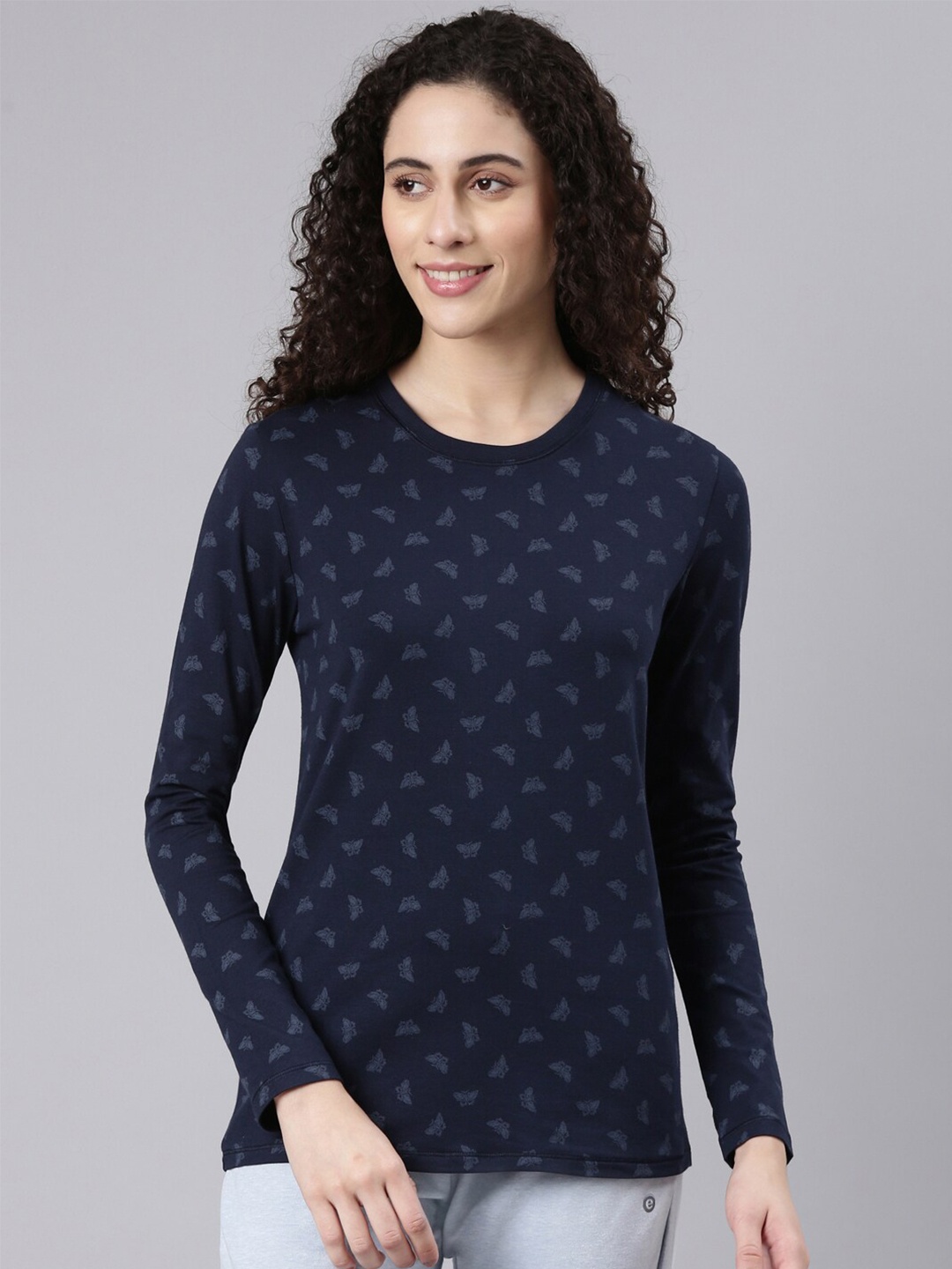 

Enamor Conversational Printed Cotton Lounge T-shirt, Blue