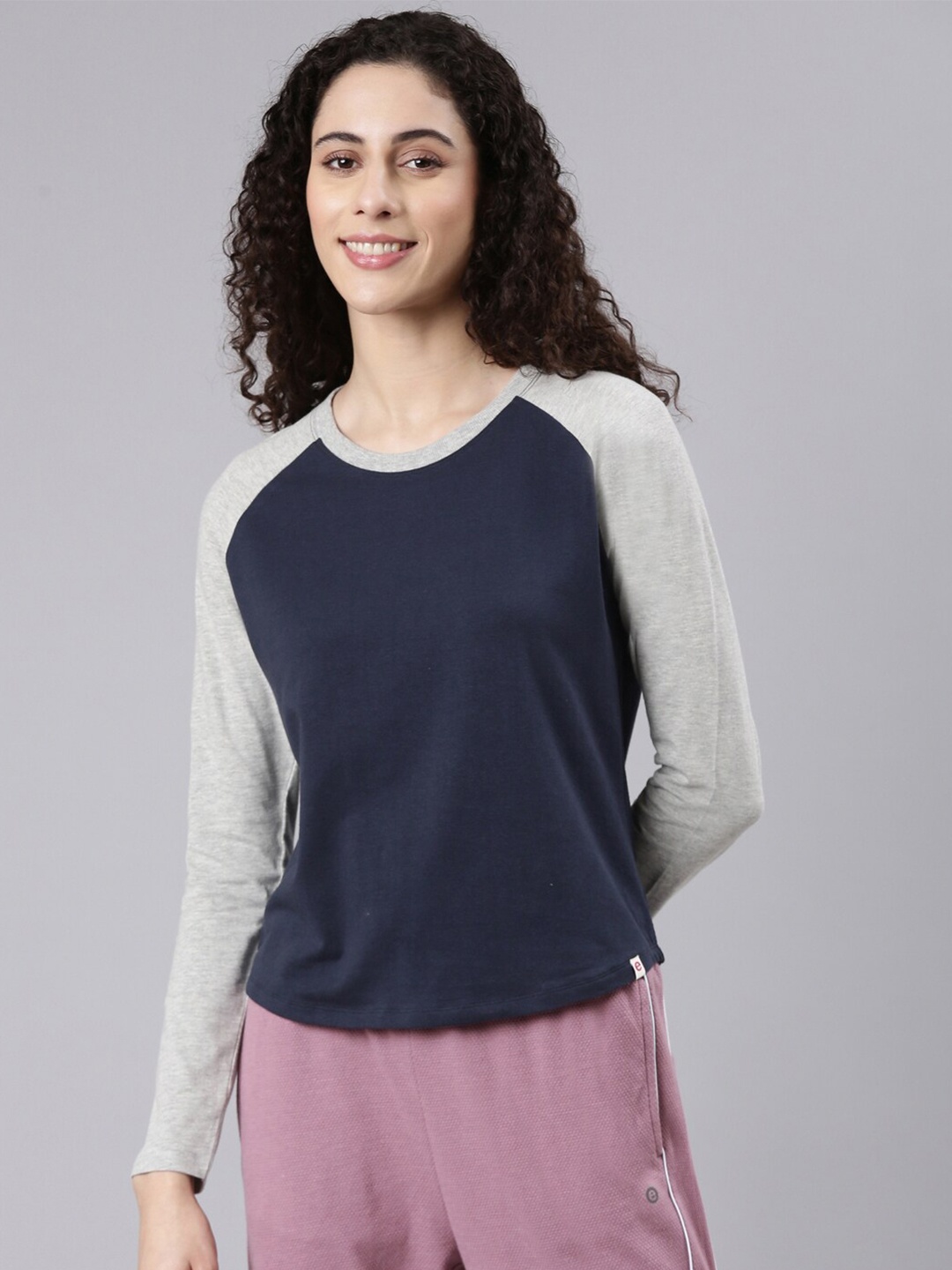 

Enamor Raglan Sleeves Slim Fit Cotton T-shirt, Blue