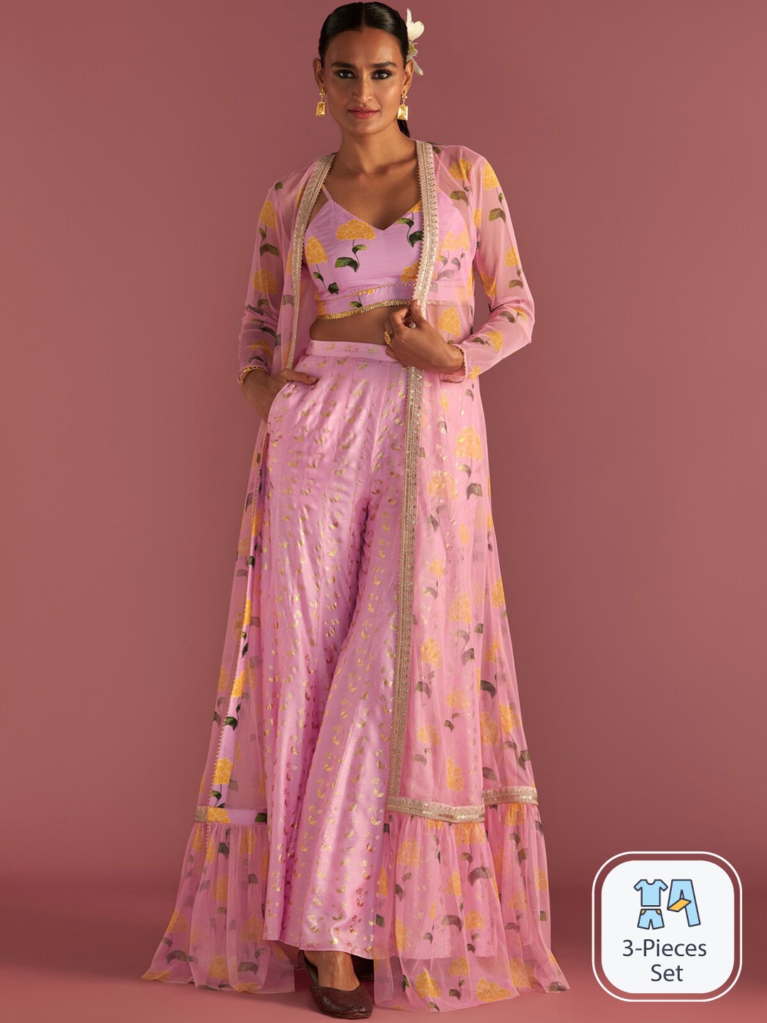 

Masaba Blush Honeycomb Cape Set, Pink