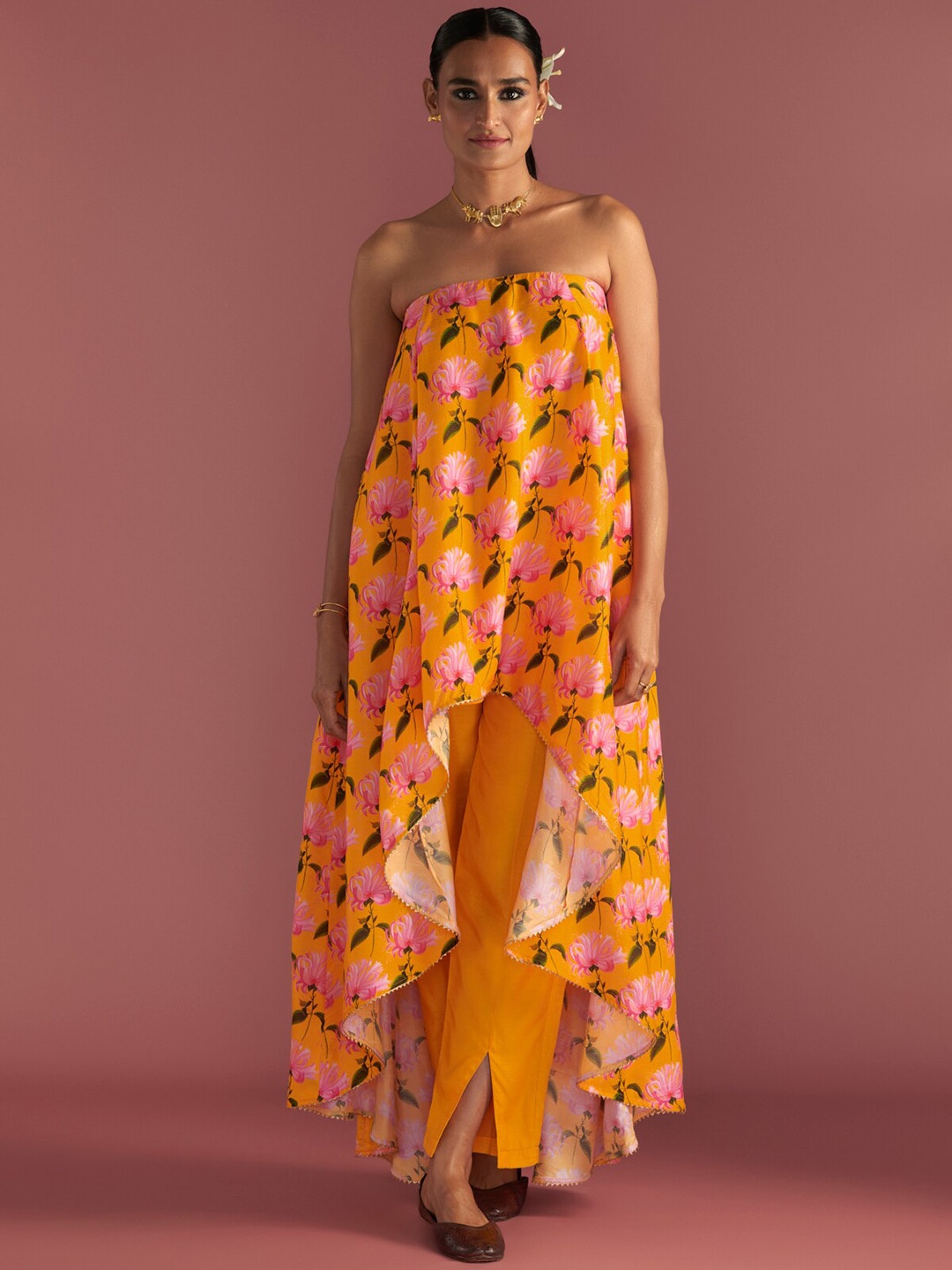 

Masaba Sunshine Mist Tube High-Low hem & Pants, Yellow