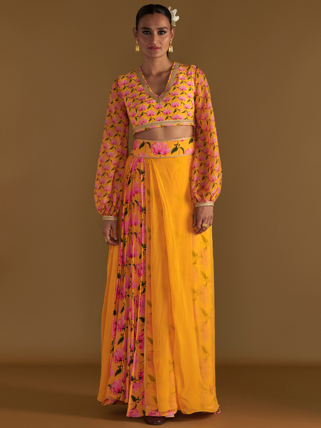 

Masaba Sunshine Mist Layered Skirt Set, Yellow