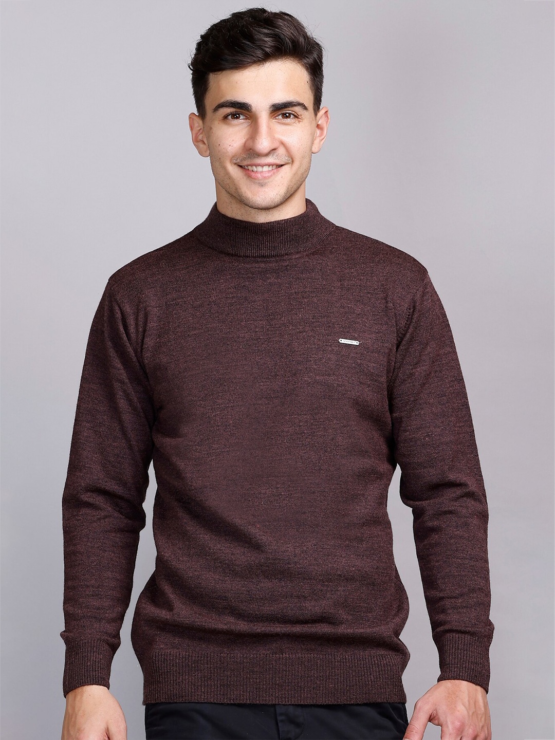 

GODFREY Turtle Neck Ribbed Pullover, Coffee brown