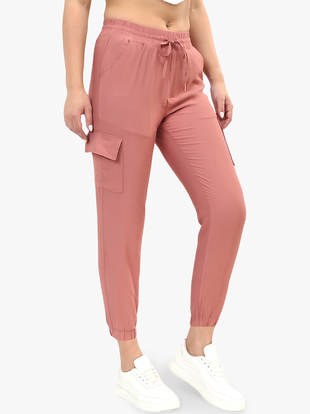 

Recap Women Comfort Loose Fit High-Rise Joggers, Peach