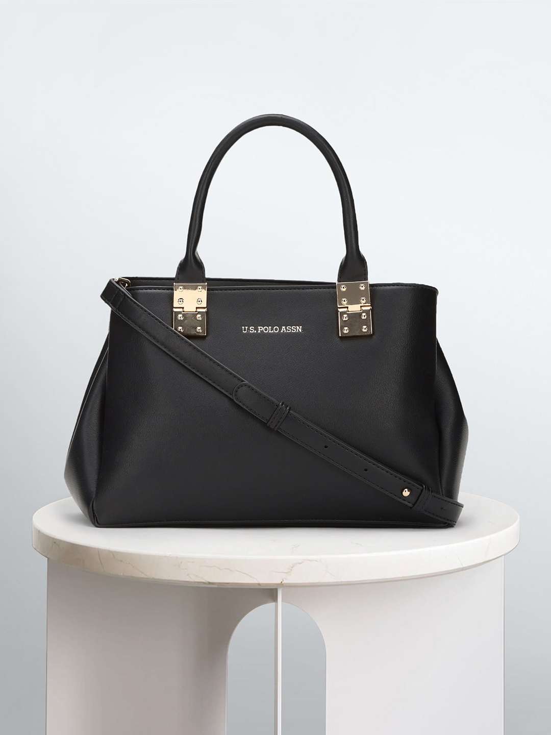 

U.S. Polo Assn. Women Oversized Structured Handheld Bag, Black