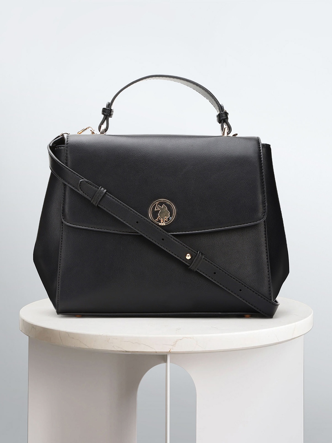 

U.S. Polo Assn. Women Oversized Structured Satchel Bag, Black