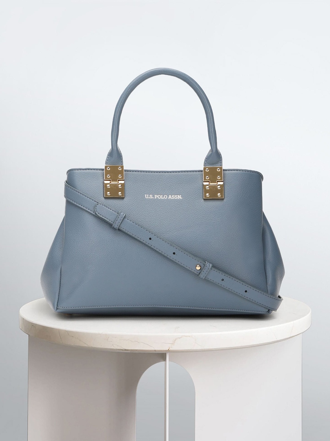 U.S. Polo Assn. Women Oversized Structured Handheld Bag, Blue