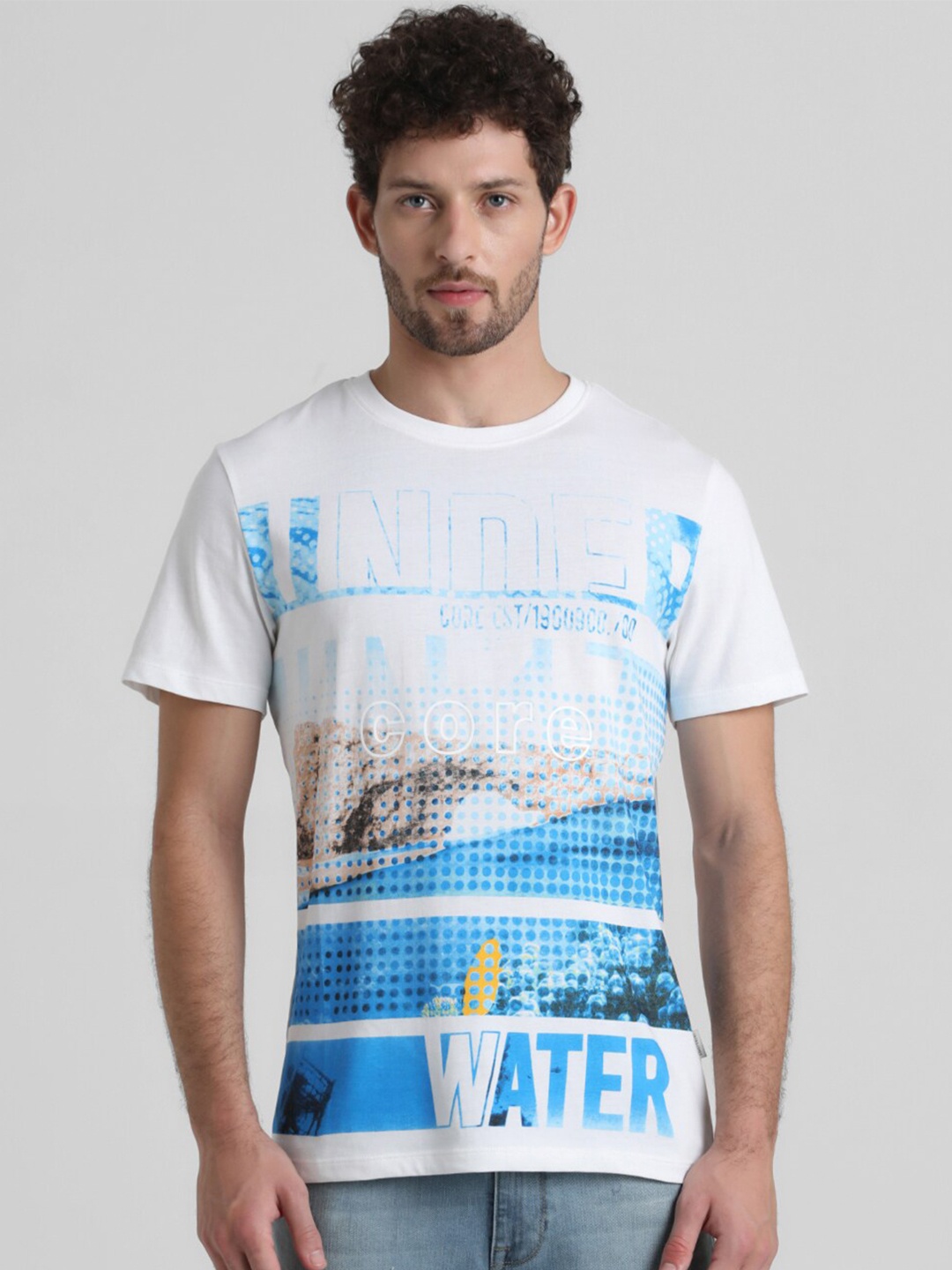 

Jack & Jones People and Places Round Neck Cotton T-Shirt, White