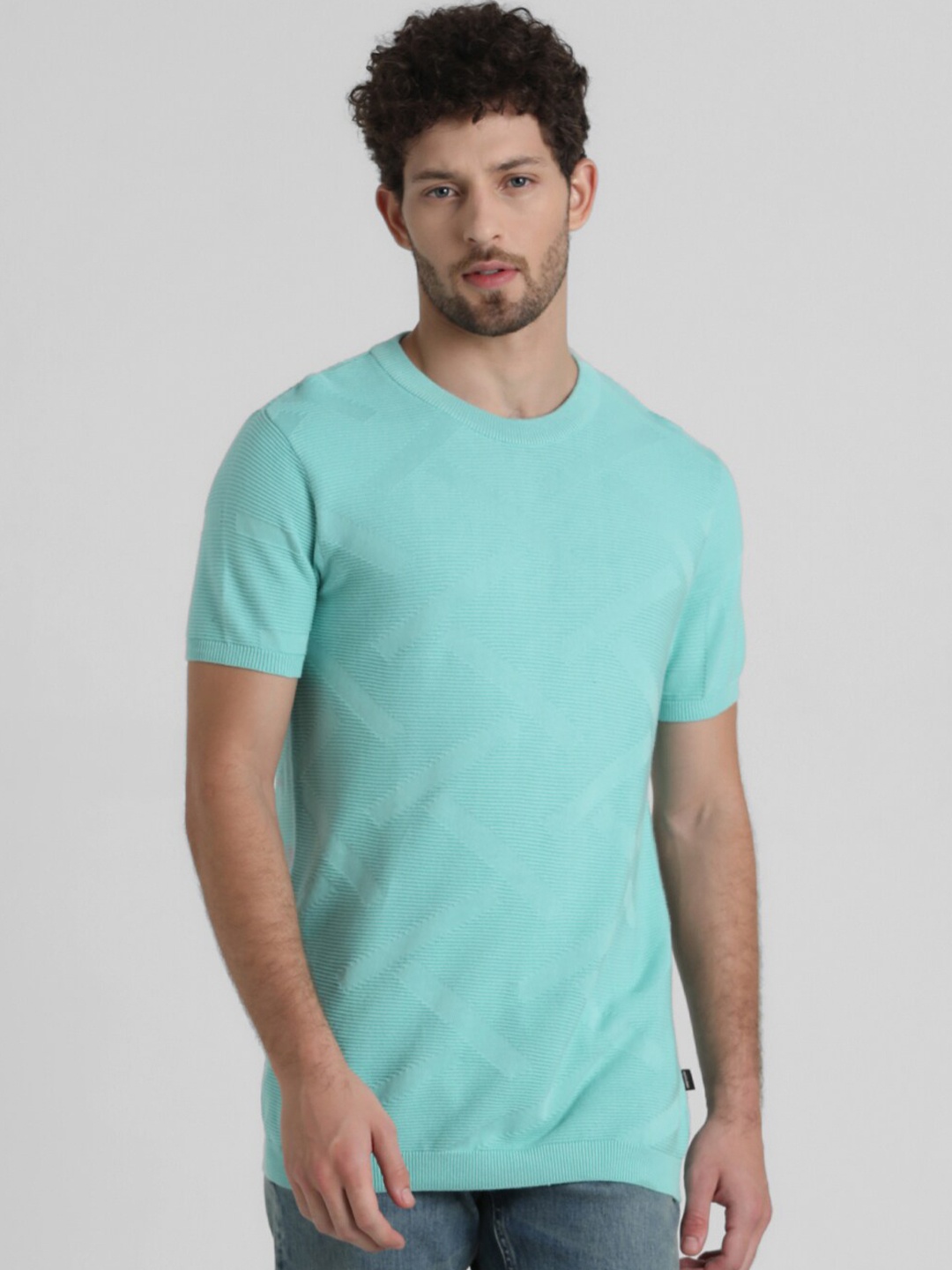

Jack & Jones Men Regular Fit Pure Cotton T-shirt, Sea green