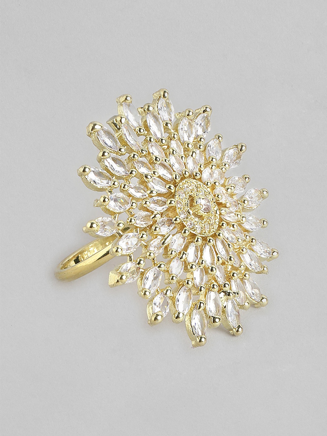 

PARIS HAMILTON Women Gold-Plated American Diamond Cubic Zirconia Finger Ring