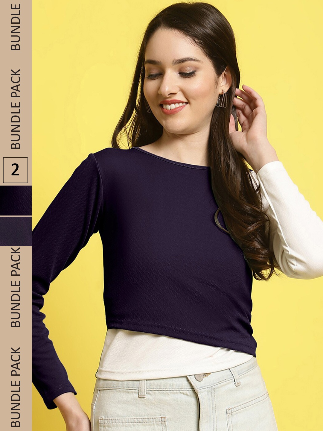 

BAESD Pack Of 2 Sweetheart Neck Puff Sleeves Peplum Top, Purple