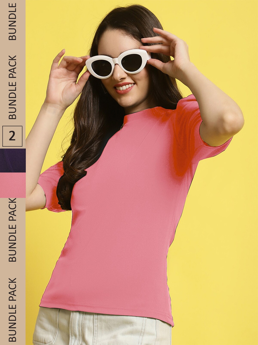 

BAESD Pack Of 2 Sweetheart Neck Puff Sleeves Top, Pink