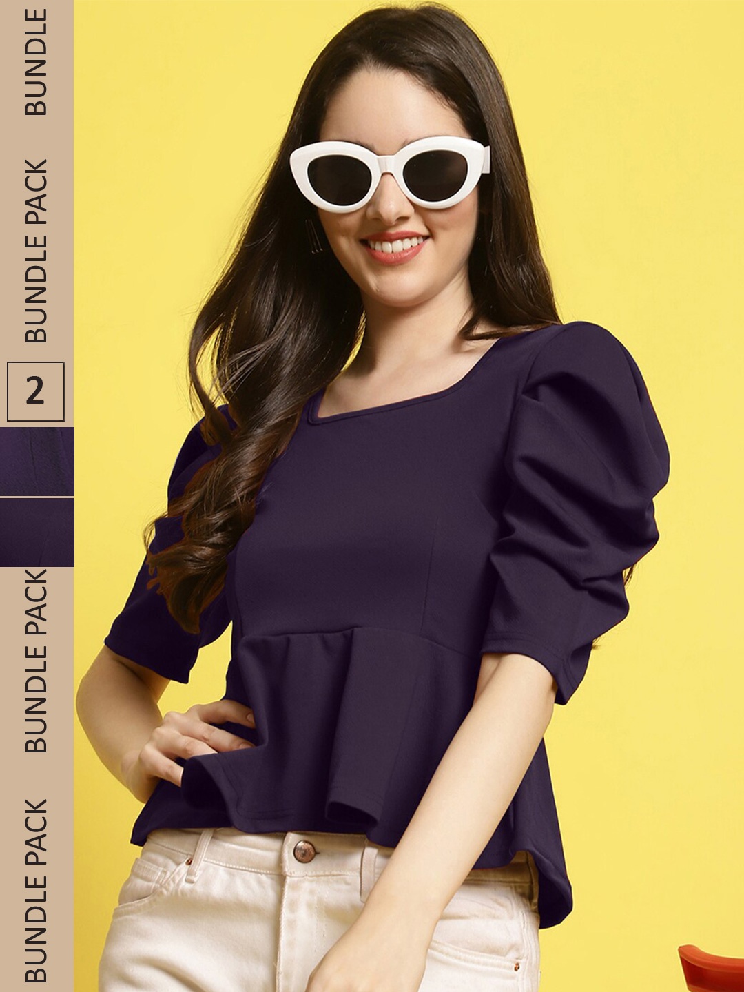 

BAESD Pack Of 2 Peplum Top, Purple