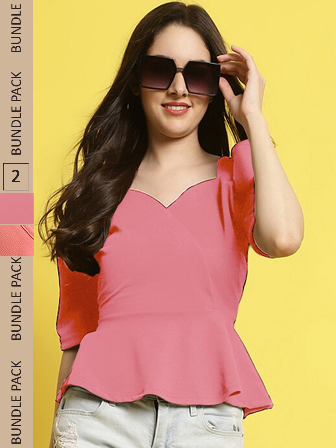 

BAESD Pack Of 2 Puff Sleeve Tops, Pink