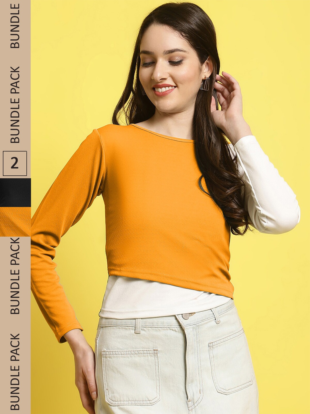 

BAESD Pack of 2 Regular Tops, Yellow