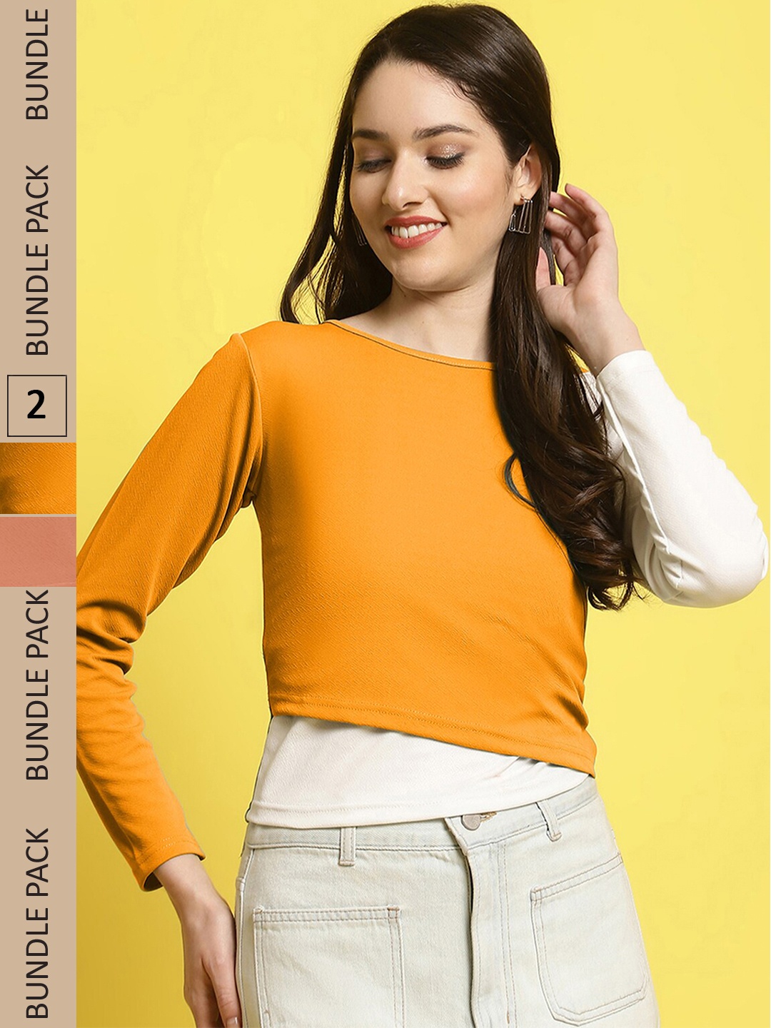 

BAESD Pack Of 2 Sweetheart Neck Puff Sleeves Peplum Top, Yellow