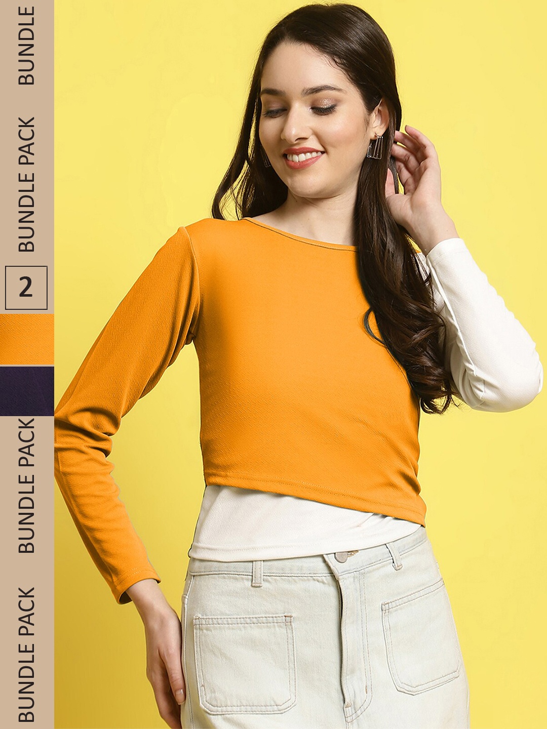 

BAESD Pack Of 2 Puffed Sleeves Tops, Purple