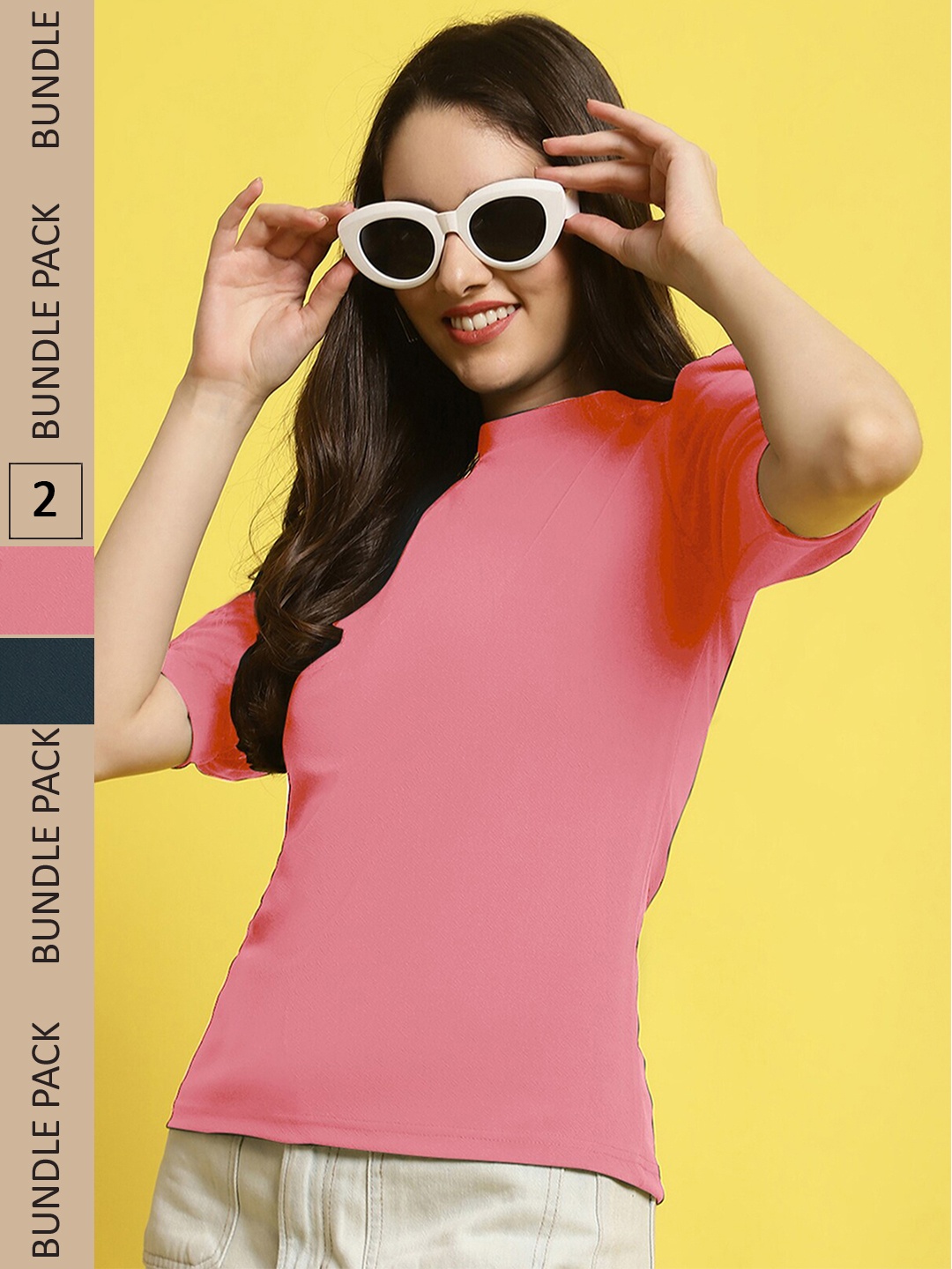 

BAESD Pack Of 2 Puff Sleeves Top, Pink