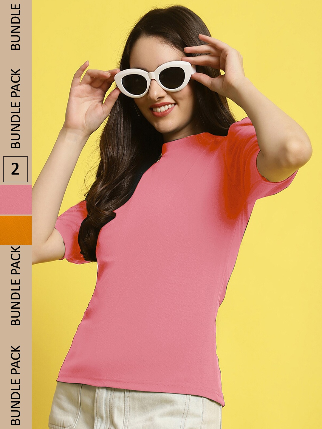 

BAESD Pack Of 2 Sweetheart Neck Puff Sleeves Peplum Top, Pink