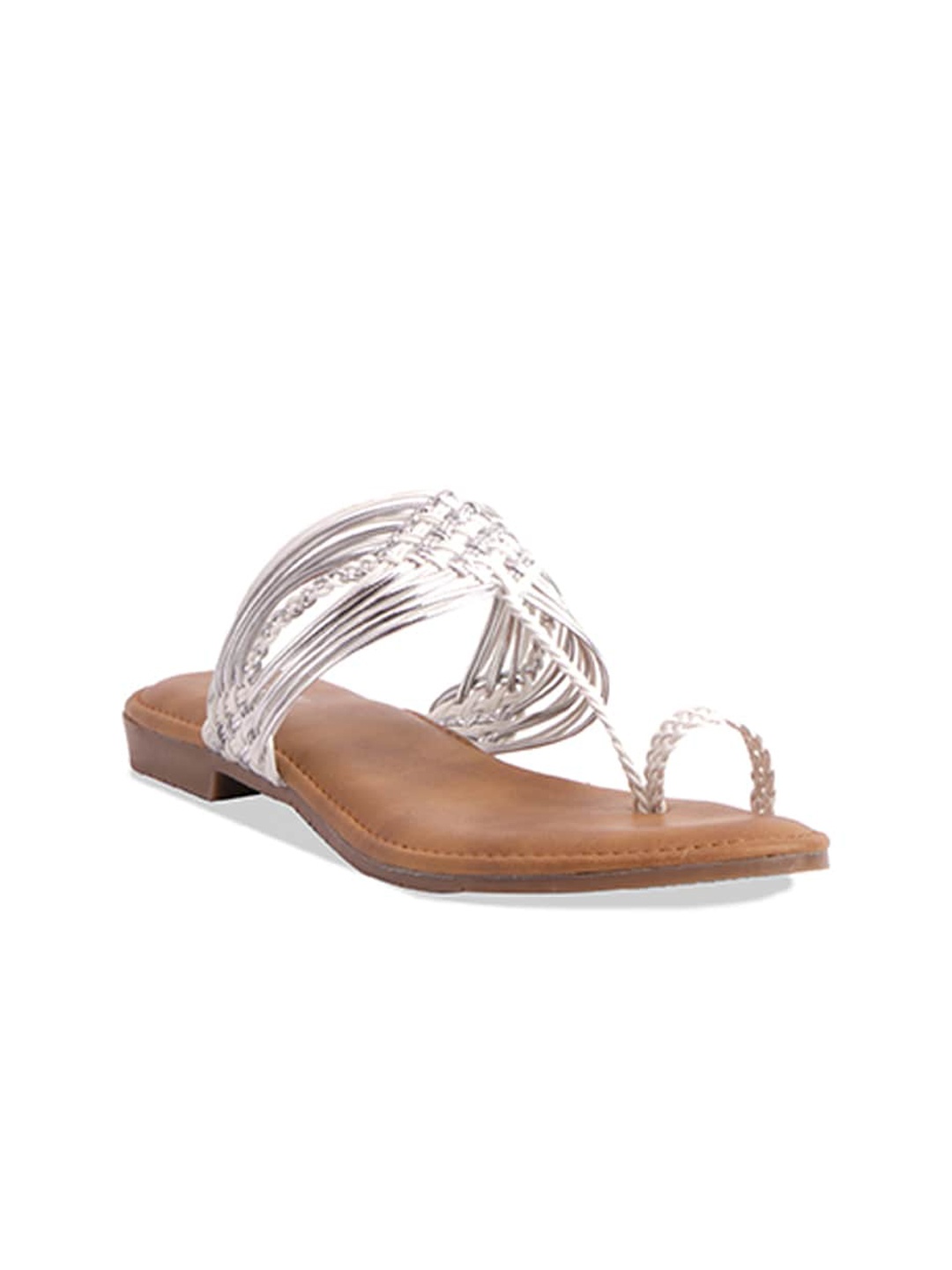 

ERIDANI Textured Ethnic One Toe Flats, White