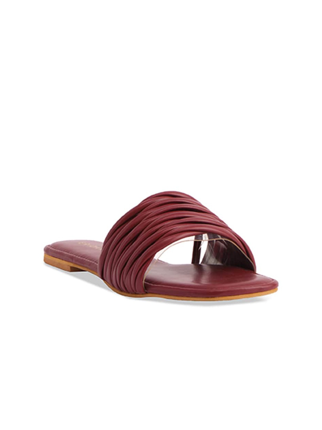 

ERIDANI Textured Open Toe Flats, Maroon