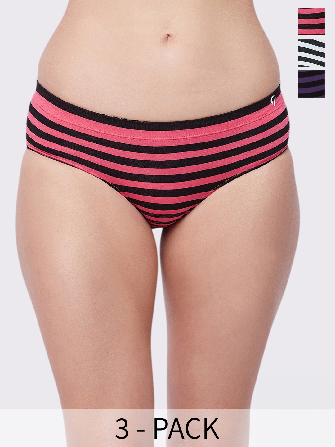 

C9 AIRWEAR Pack Of 3 Striped Anti-Chafing Seamless Technology Hipster Briefs, Pink