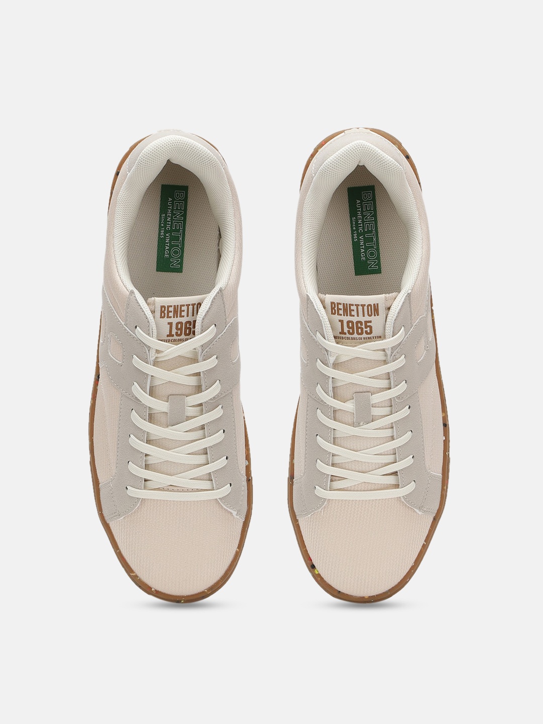 

United Colors of Benetton Men Lightweight Comfort Insole Contrast Sole Sneakers, Beige