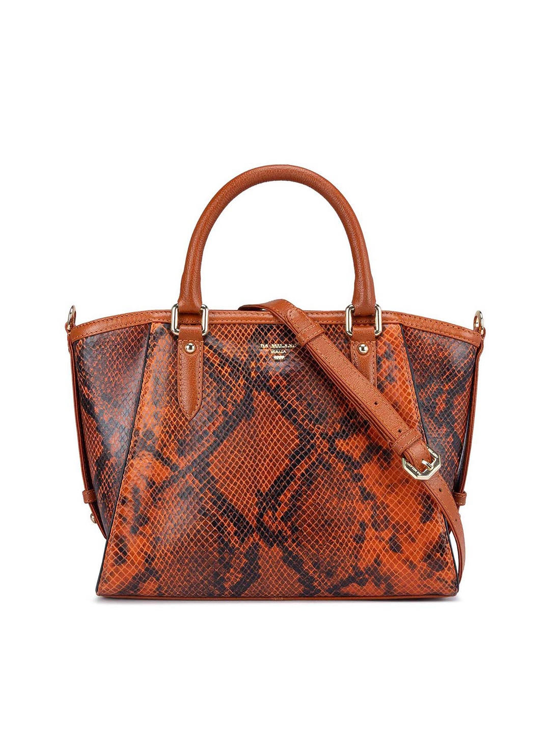 

Da Milano Textured Oversized Leather Structured Handheld Bag, Brown