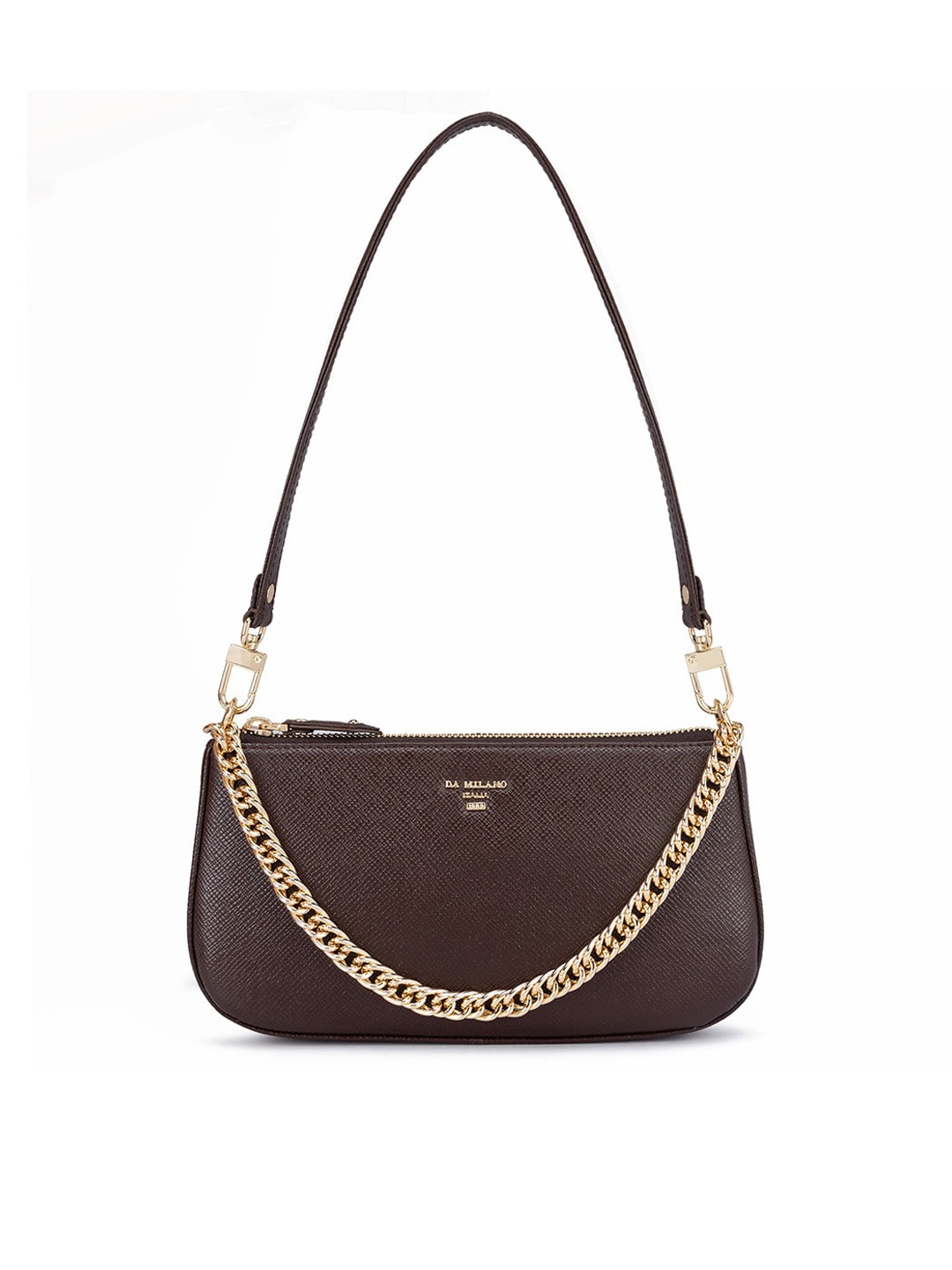 

Da Milano Textured Leather Structured Shoulder Bag, Brown