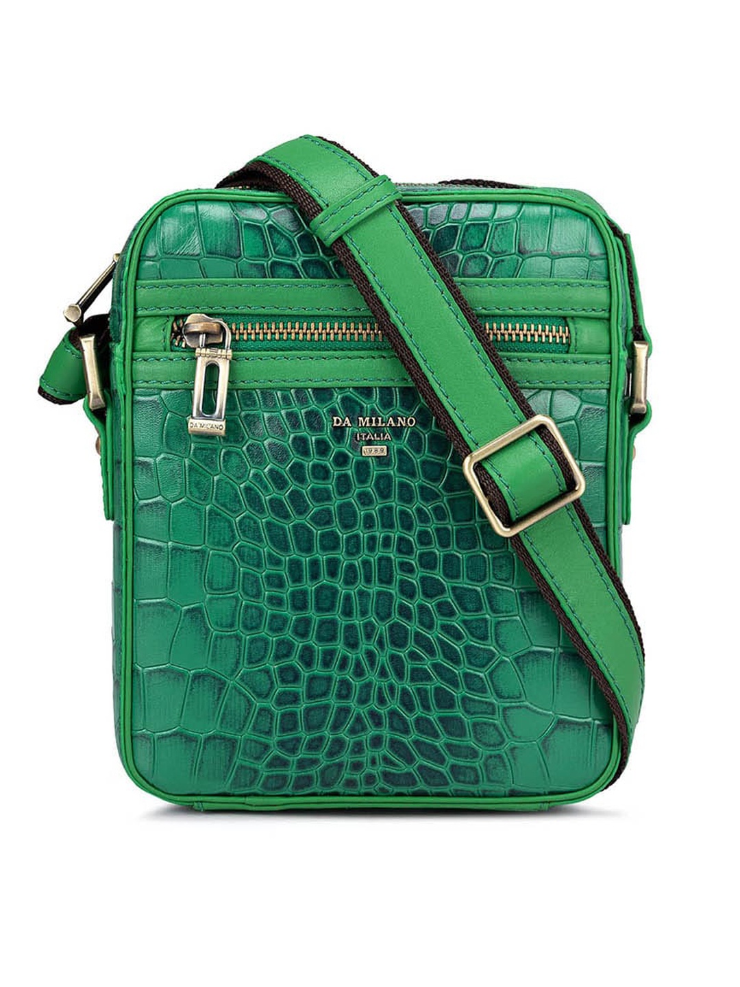 

Da Milano Men Textured Messenger Bag, Green